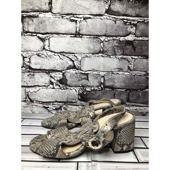 Cole Haan Grand OS Taupe Shimmer Leather Open Block Heel Sandals 5B US/35.5EU - Picture 11 of 16